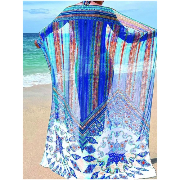 Boho Print Cut out Halter High Waisted Bikini Cover up - Picture 7 of 12